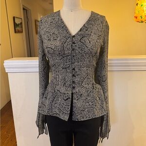 Jessica Black and White Paisley Blouse